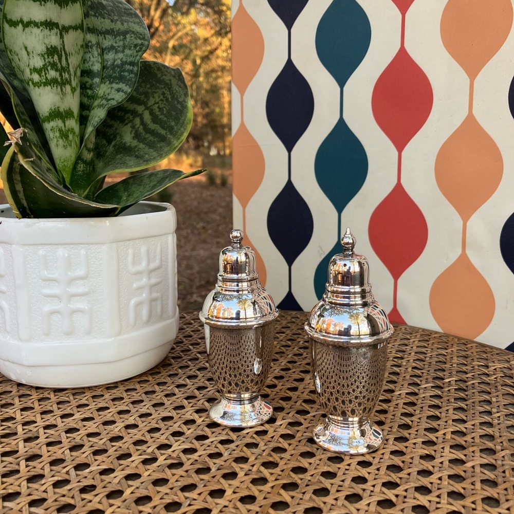 Vintage English Silver-Plated Salt & Pepper Shaker Set